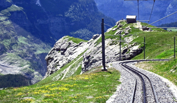 Jungfraujochbahn, tracks on mountain