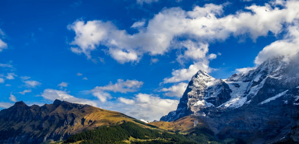 Muerren, landscape with mountains