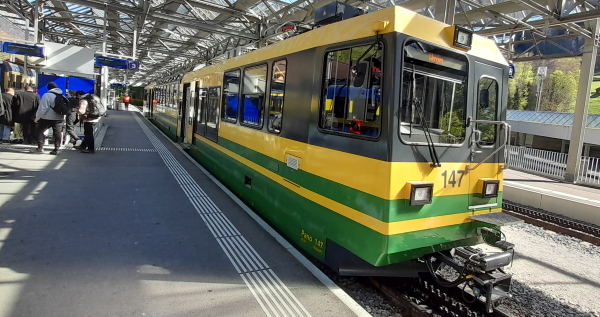 Train in Wengen station