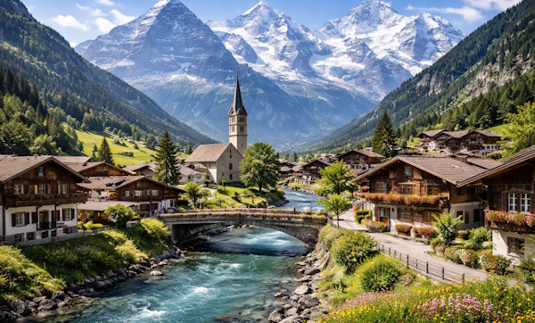 Medium size town in Switzerland