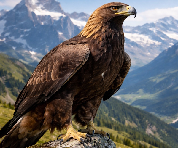 Eagle sitting on a rock